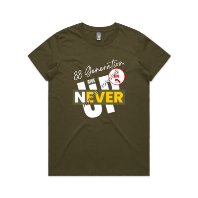 88 Generation: Never Give Up Army - AS Colour - Women's Maple Crew Tee Thumbnail